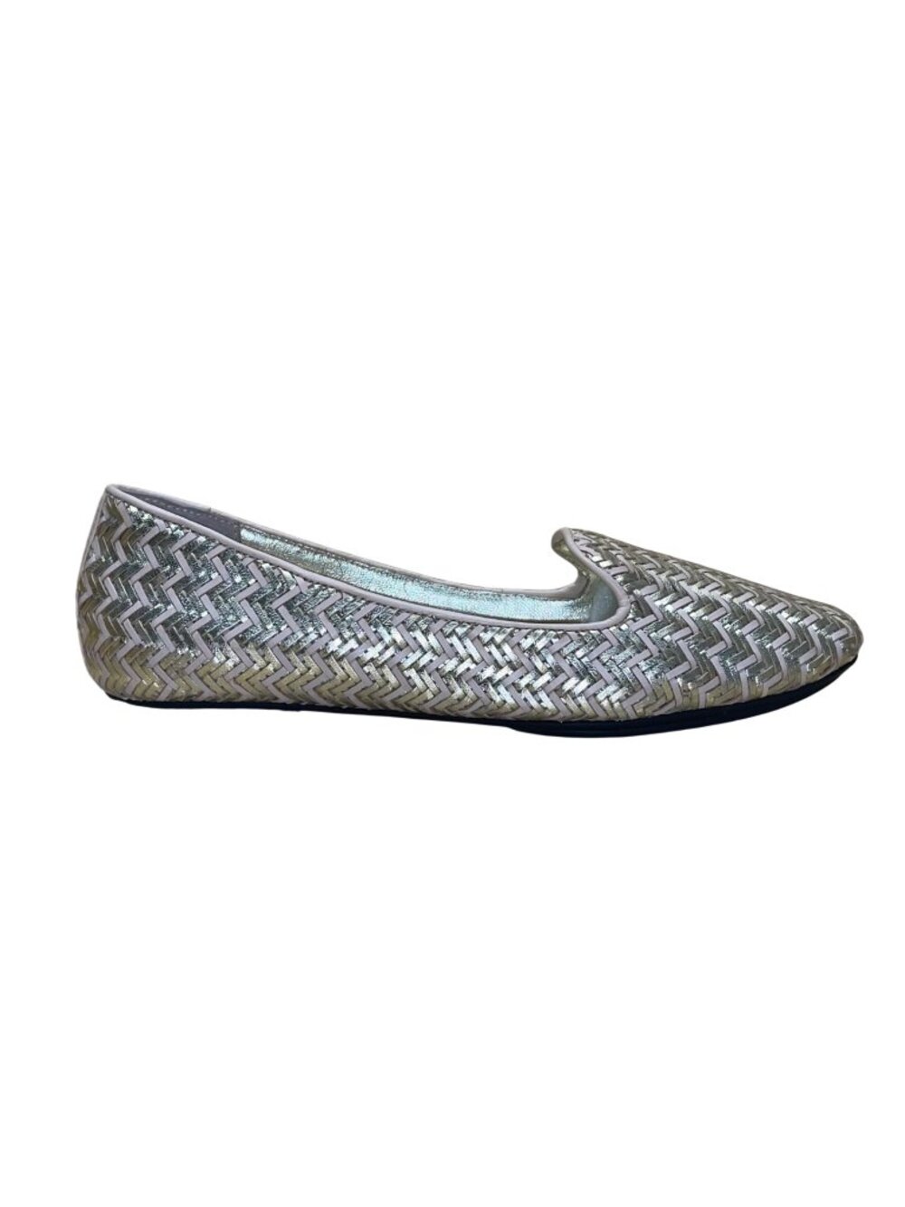 Isaac Mizrahi Women’s Gold & Pink Chevron Faux Leather Slip-On Flats Size 6.5M